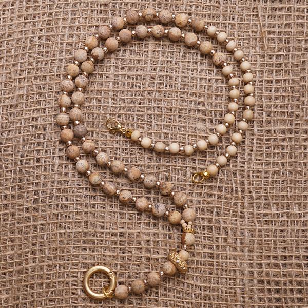 Gaia 88 GoldShiny, lange Edelstein Wechselkette